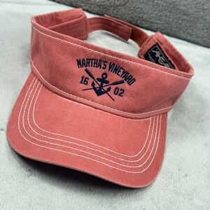 Ahead Vintage Martha's Vineyard Anchor Oars Visor Cap Coral Adjustable Strap